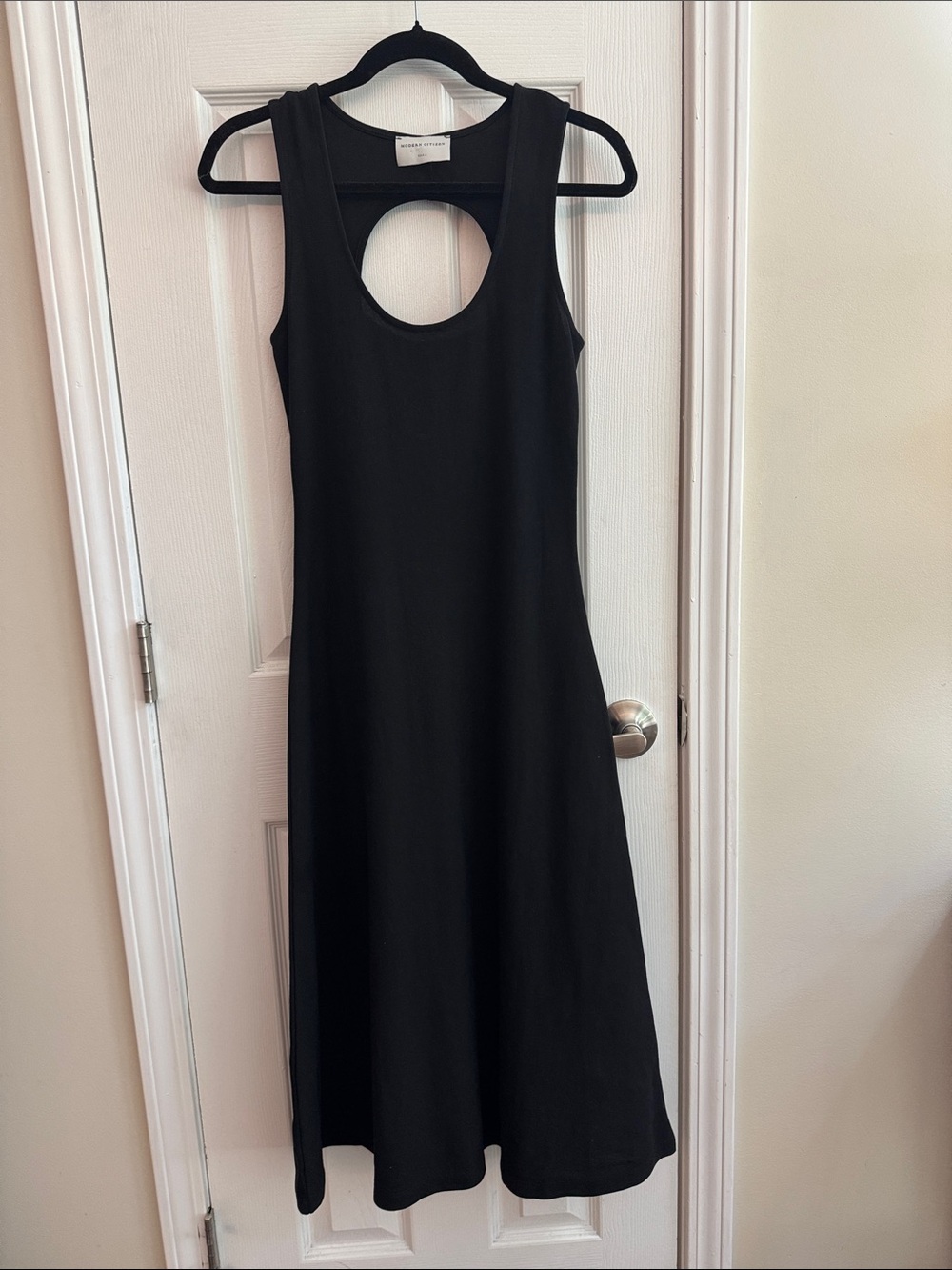 MODERN CITIZEN A-Line Cotton Midi Dress Back Cutout Black Size Small